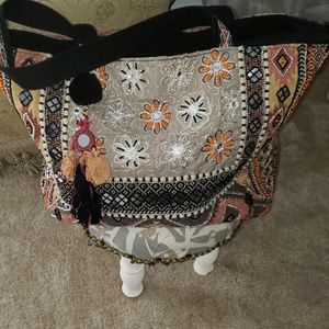 Beaded & mirrored tote bag
